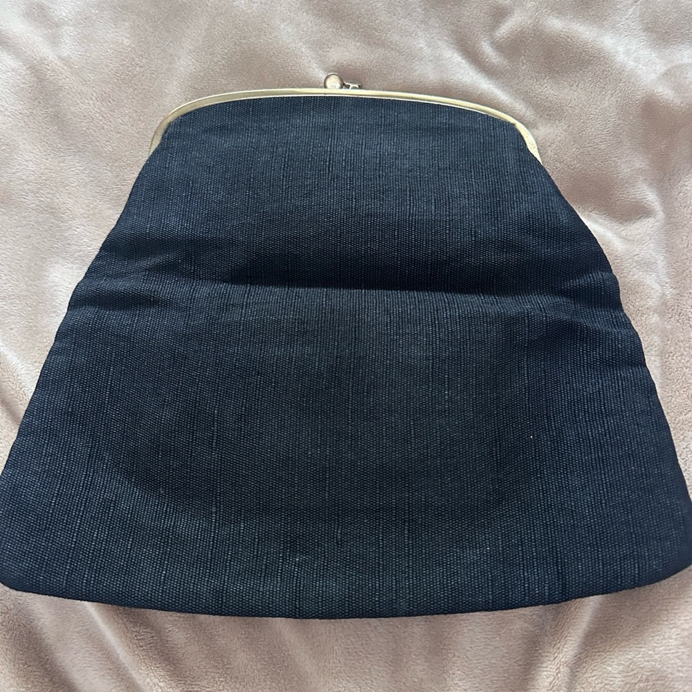 Elegant Vintage Black Fabric Foldable Wallet Bag